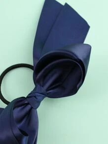 Girls Bow Decor Hair Tie - Navy Blue - View 4