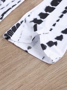 SHEIN Bộ thời trang bé gái Thắt nút Cà vạt nhuộm Boho - Đen và trắng - Xem 5