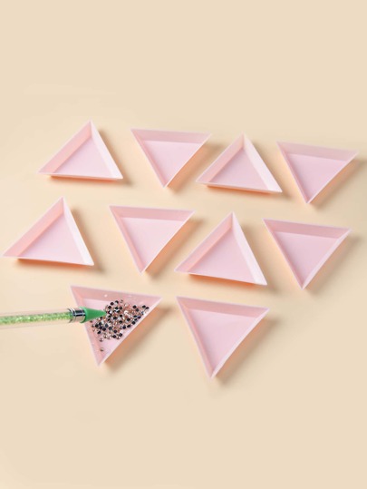 10 حبة صينية بلاستيكية ثلاثية الأبعاد وردية لفرز الخرز والمجوهرات والأظافر، لاستخدامها في تزيين الأظافر والمجوهرات والعودة إلى المدرسة