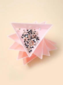 10个粉色塑料三角珠子分拣托盘 美甲托盘 珠宝挑选盘 适用于钻石首饰、美甲用品、美甲工具、美甲艺术工具、返校季、美甲、美甲工具（适用于假指甲） - 粉色 - 查看 4