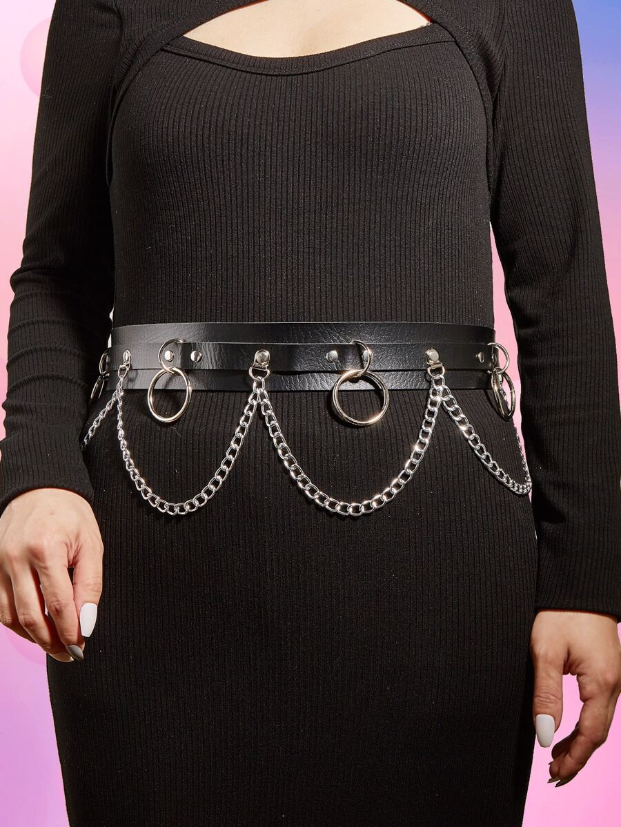 135CM Steampunk Round Charm Plus Size Corset Belt for Coats and Dresses - Black - View 1