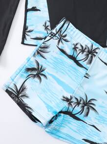 Tween Boy Tropical Print Swimsuit - Multicolor - View 3