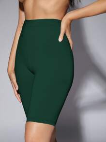 SHEIN BAE High Waist Cycling Shorts - Dark Green - View 5