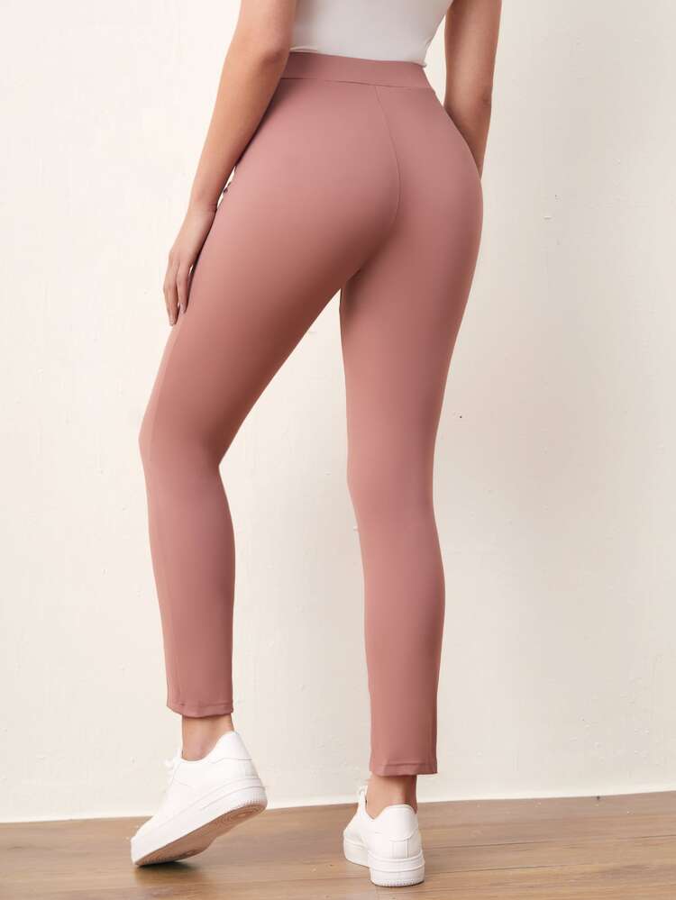 Letter Patched Detail Split Hem Pants