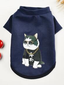 Cartoon Cat Print Pet Sweatshirt - Nhiều màu - Xem 2