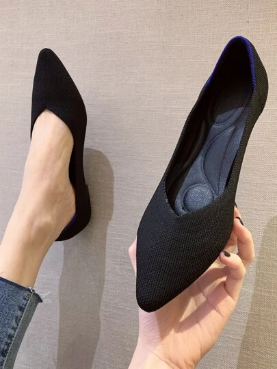 コントラストパイピング ポイントトゥ バレエシューズの画像