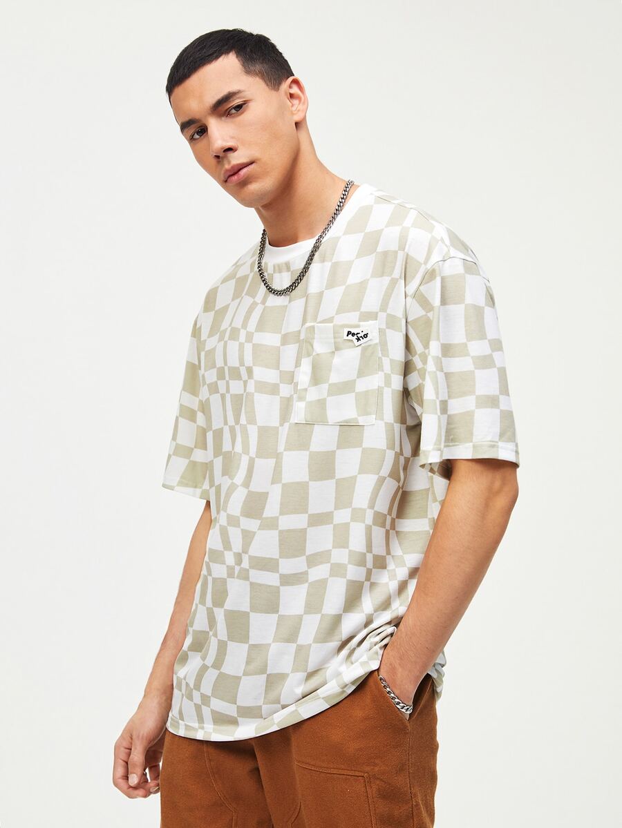 Manfinity Men Geo Print Letter Patched Detail Tee - Multicolor - View 1