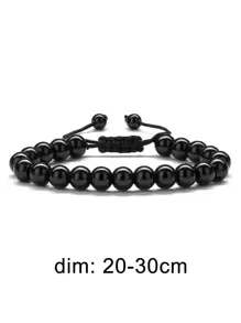 Fashionable and Popular Men Stone Beaded Bracelet for Jewelry Gift and for a Stylish Look - Black - View 3