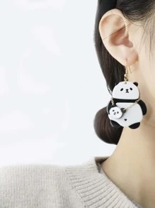 Bông tai thả trang trí gấu trúc hoạt hình - Đen và trắng - Xem 2