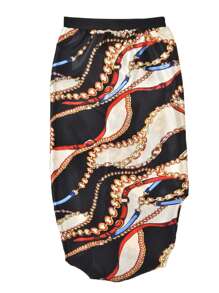 鏈條印花絲綢睡帽，綢緞睡帽 - 彩色 - 查看 3