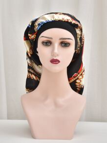 鏈條印花絲綢睡帽，綢緞睡帽 - 彩色 - 查看 5