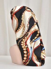 鏈條印花絲綢睡帽，綢緞睡帽 - 彩色 - 查看 6