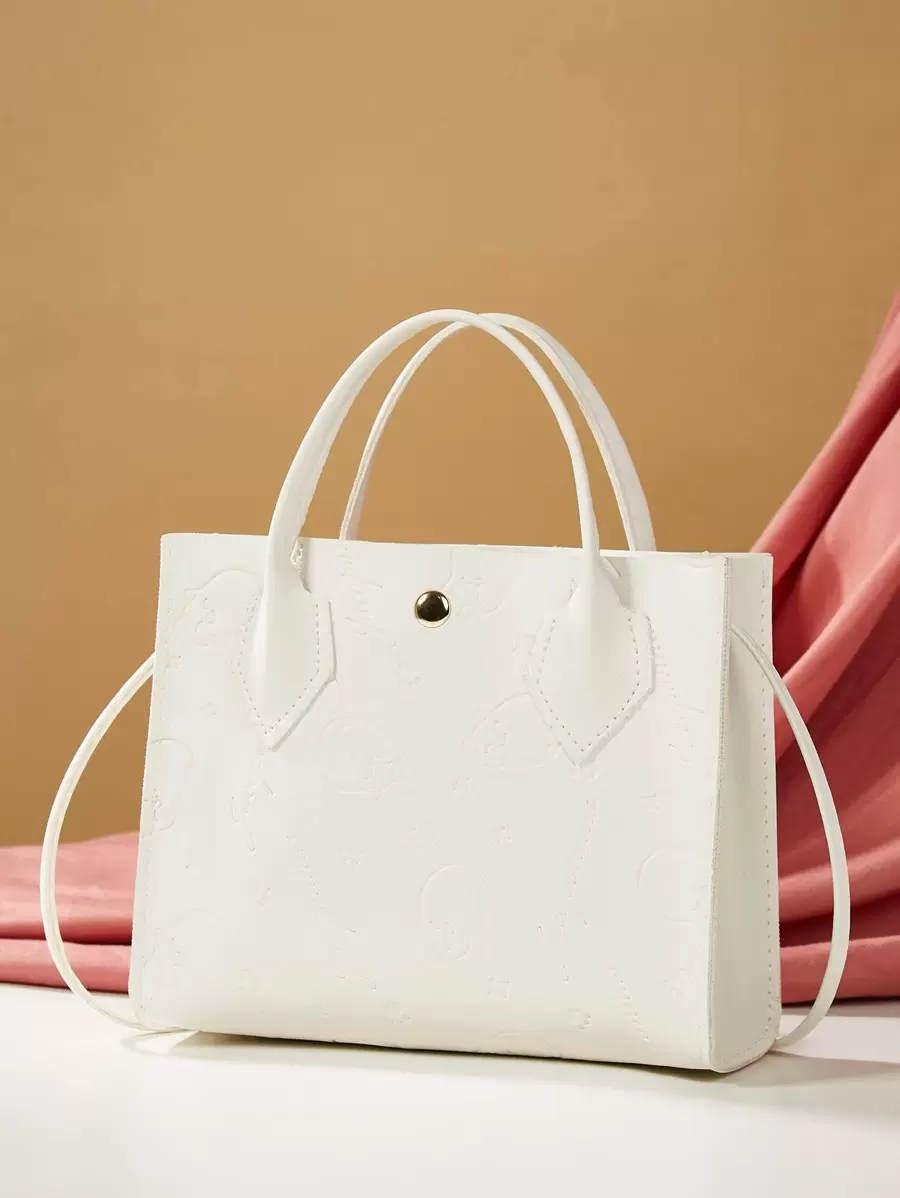 Không thấm nước, nhẹ, túi đựng phim hoạt hình mini in nổi dành cho doanh nhân dành cho nữ tuổi teen Sinh viên đại học, tân binh và công nhân cổ trắng Hoàn hảo cho văn phòng, đại học, công việc, kinh doanh, đi làm - trắng - Xem 1