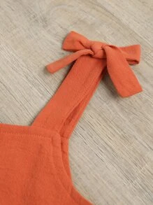 SHEIN 年輕女孩打結肩帶背心上衣和紙袋腰帶短褲