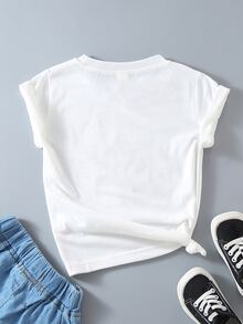 Toddler Girls Cartoon & Letter Graphic Tee - White - View 2