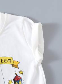 Toddler Girls Cartoon & Letter Graphic Tee - White - View 3