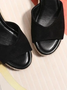 Sandali con bande espadrillas suola zeppe - nero - Visualizzare 3