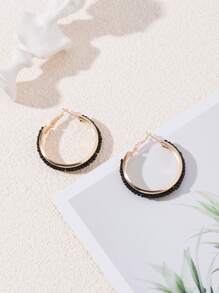 Hoa tai vòng cườm - màu đen - Xem 1