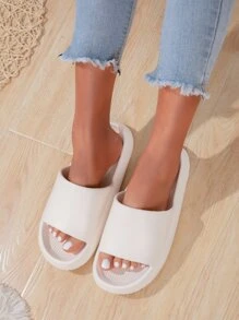 極簡風格露趾拖鞋 - 白色 - 查看 7