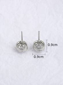 方晶鋯石裝飾圓形耳釘