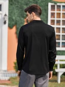 Manfinity Mode 男士前紐扣襯衫 - 黑色 - 查看 2