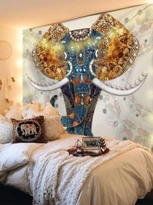 Tấm thảm in hình con voi - Nhiều màu - Xem 1