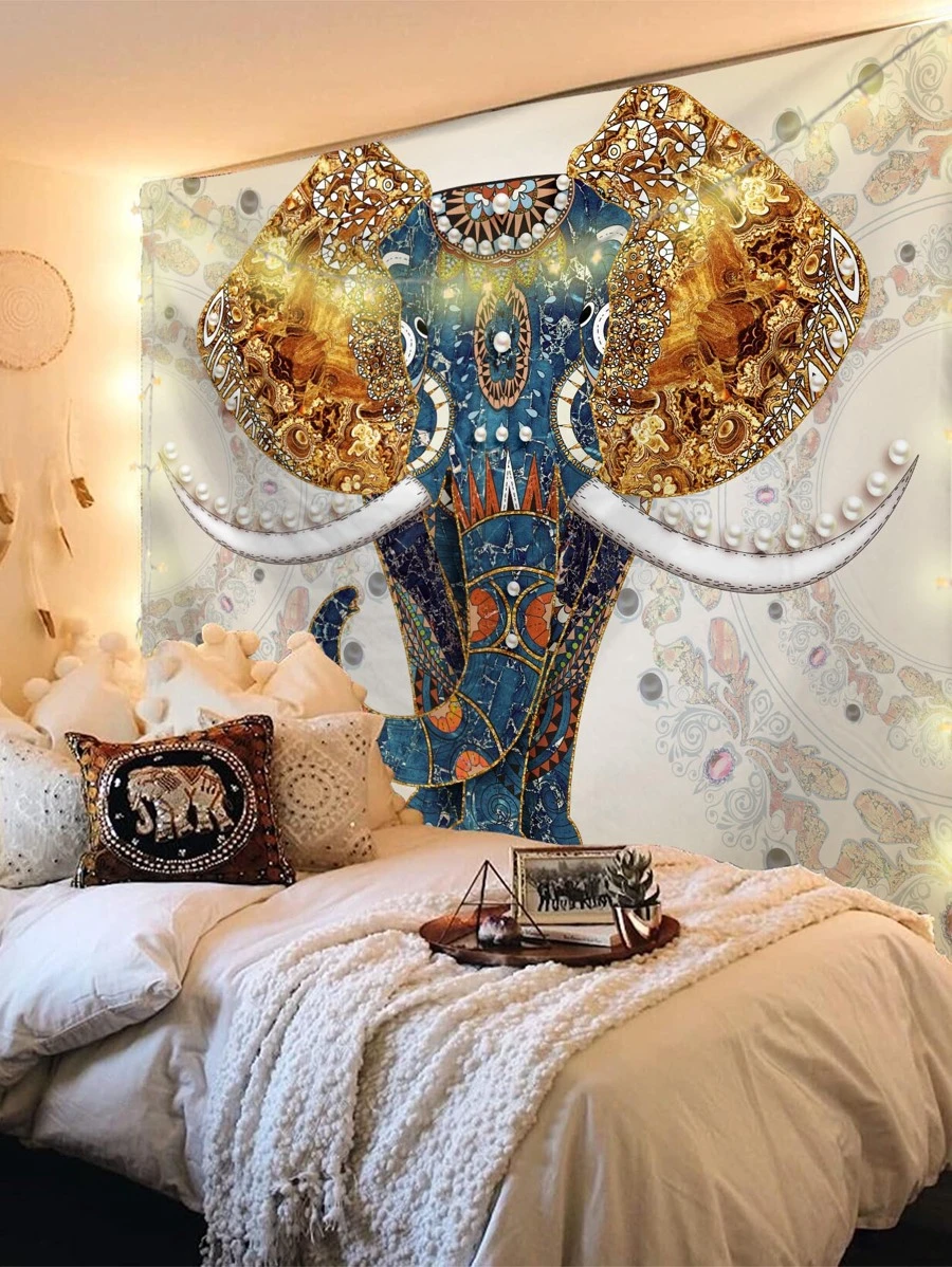 Tấm thảm in hình con voi - Nhiều màu - Xem 1