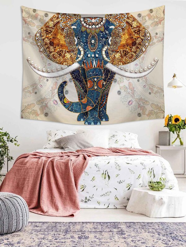 Elephant Print Tapestry SHEIN UK