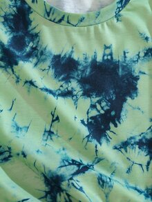 SHEIN LUNE Tie Dye Round Neck Tee - Multicolor - View 6