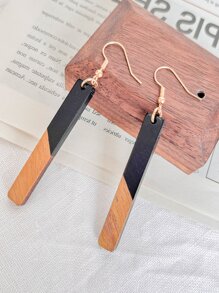 Two Tone Geometric Drop Earrings - Multicolor - View 2