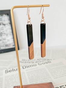 Two Tone Geometric Drop Earrings - Multicolor - View 3