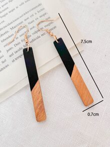 Two Tone Geometric Drop Earrings - Multicolor - View 4
