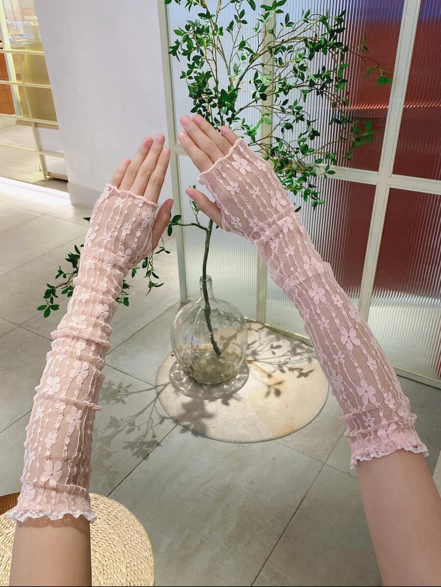 印花袖套 - 粉色 - 查看 1