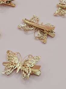 12pcs Butterfly Decor Hair Clip - Gold - View 2