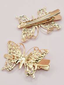 12pcs Butterfly Decor Hair Clip - Gold - View 3
