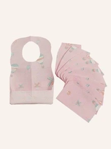 Bebé 10 piezas Babero con estampado de dibujos animados desechable - Multicolor - Ver 1