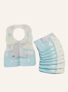 嬰兒10入組卡通圖案一次性圍兜 - 彩色 - 查看 6