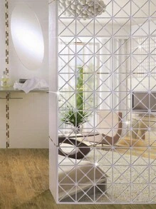 100 件三角形镜子墙贴、贴纸、墙贴花、乙烯基贴花用于家居装饰、春季装饰品刷新您的家、拉玛装饰贴纸礼物生日毕业墙面装饰房间装饰墙镜用于房间浴室装饰客厅装饰 - 銀色 - 查看 6