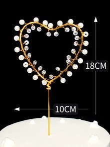 1pc Pearl Heart Cake Topper - Multicolor - View 3