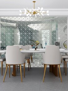 100 件三角形镜子墙贴、贴纸、墙贴花、乙烯基贴花用于家居装饰、春季装饰品刷新您的家、拉玛装饰贴纸礼物生日毕业墙面装饰房间装饰墙镜用于房间浴室装饰客厅装饰 - 銀色 - 查看 5