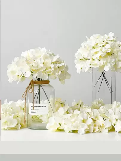 5/10/20 件绣球花仿真花头（带茎），假绣球花，桌面布置装饰丝绸花，香槟色假花，适用于家庭办公室派对婚礼，假植物，春季装饰，房间，书桌，花园装饰，房间装饰用品，情人节，生日礼物，毕业典礼，家居装饰，返校学校用品