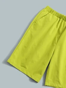 SHEIN Tween Boy Newspaper Print Tee & Shorts - Multicolor - View 4