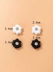 imoli 2pairs Flower Stud Earrings Valentines,Mom,Mother,Mother's Day,Gift - Black and White - View 5
