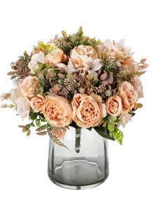 1 束/3 束人造牡丹和混合花，适用于婚礼花束、教室/家庭/派对/生日装饰、情人节、礼物 - 香檳色 - 查看 4