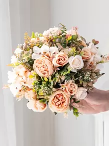 1 束/3 束人造牡丹和混合花，适用于婚礼花束、教室/家庭/派对/生日装饰、情人节、礼物 - 香檳色 - 查看 5