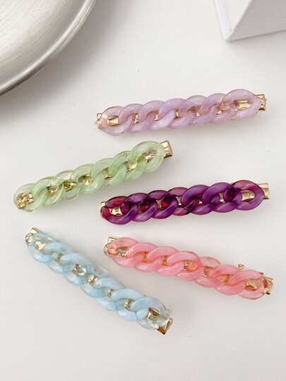 5pcs Chain Decor Hair Clip