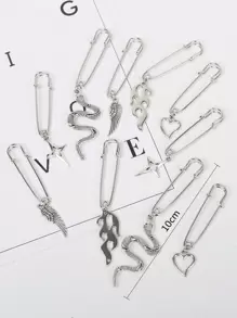 10件套火焰蛇形发饰发圈，街头女巫风，Y2K情人节发夹，学生用品套装，发饰，头部饰品，女士发饰 - 銀色 - 查看 3