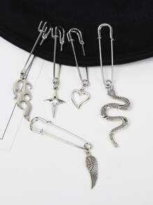 10件套火焰蛇形发饰发圈，街头女巫风，Y2K情人节发夹，学生用品套装，发饰，头部饰品，女士发饰 - 銀色 - 查看 4