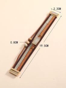 Vòng đeo tay xếp lớp trang trí rhinestone - Màu Khaki - Xem 3