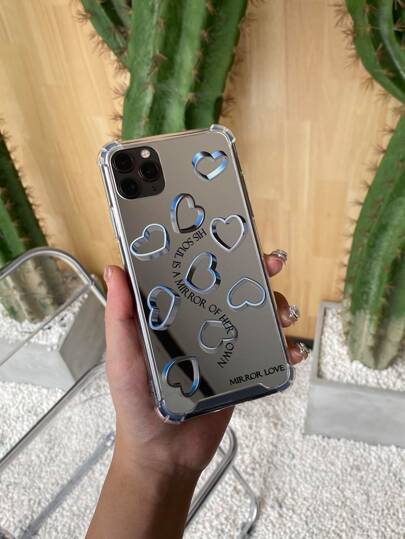 愛心圖案鏡面手機殼